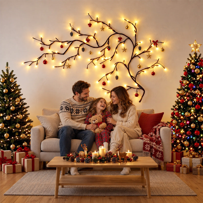 ✨Julglödande grenbelysning – Formbar LED-väggdekoration
