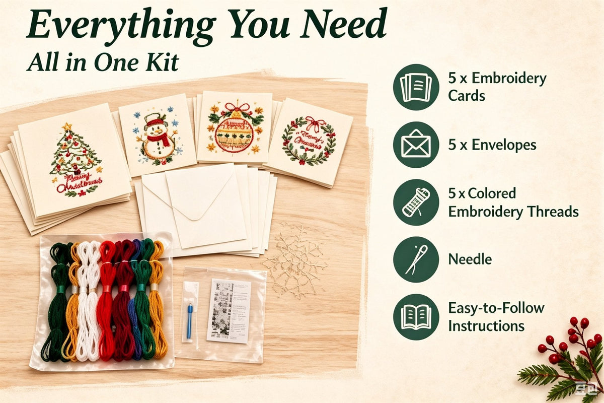 🌲Julbroderingskort DIY-kit | Sy dig in i julstämningen ✨ 🎁