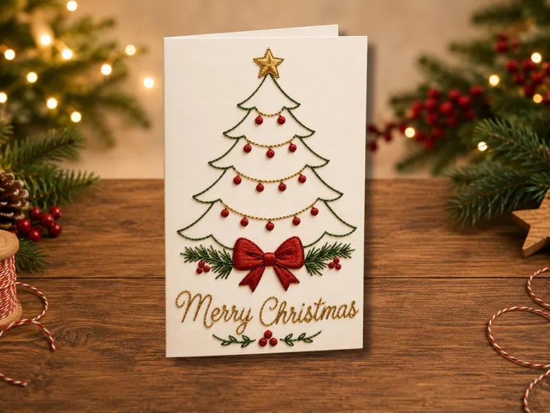 🌲Julbroderingskort DIY-kit | Sy dig in i julstämningen ✨ 🎁