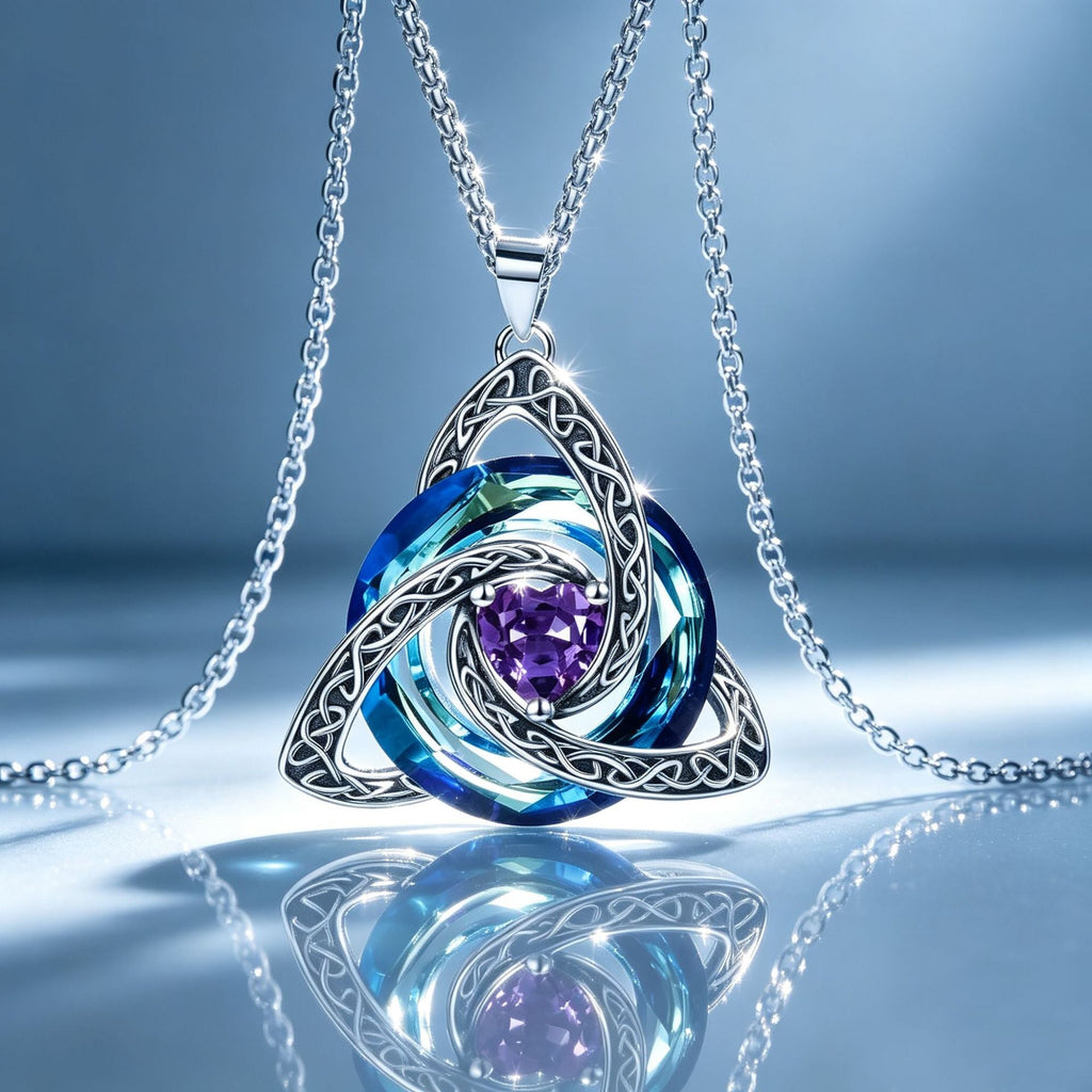 ✨Halsband med keltiskt treenighetsknut och födelsesten