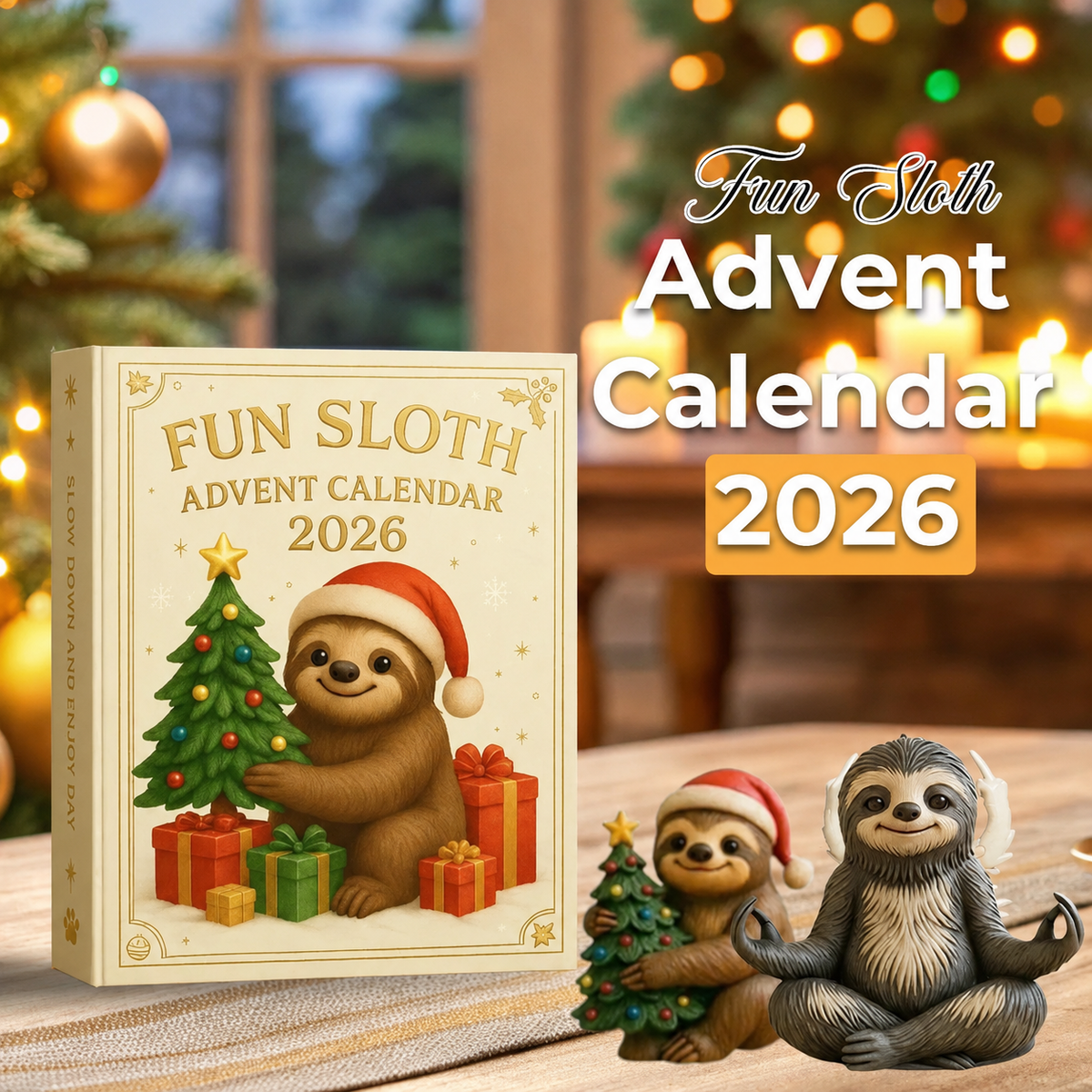 🦥Rolig juladventskalender för sengångare 2026 – Söt nedräkningssamling för sengångare🎄
