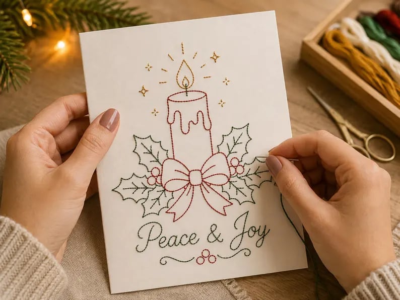 🌲Julbroderingskort DIY-kit | Sy dig in i julstämningen ✨ 🎁